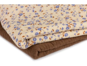 Hydrofiel Stof Digitale Print - Blauwe Minibloemen