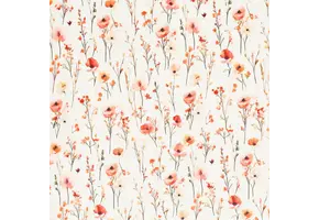 Jersey Katoen Digitale Print - Papaver Bloei Dusty Roze