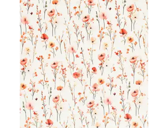 Jersey Katoen Digitale Print - Papaver Bloei Dusty Roze