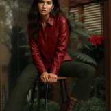 Imitatieleer Shiny Stretch Ruby Red – Glanzend & Rekbaar