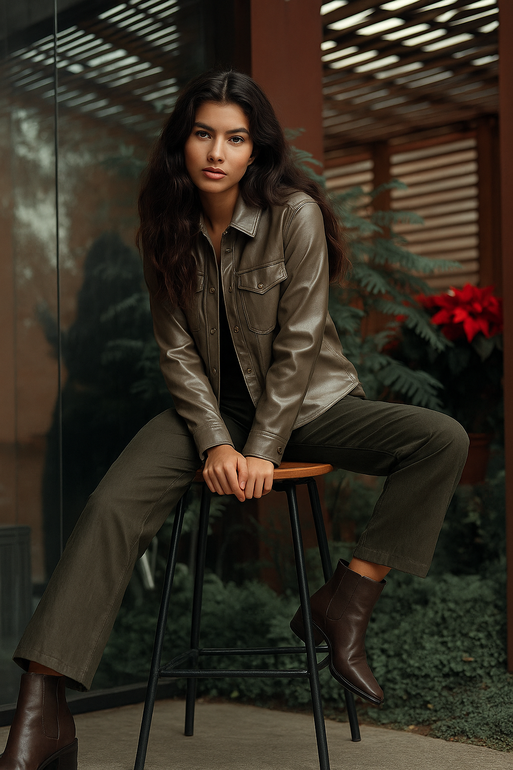 Imitatieleer Shiny Stretch Stone – Glanzend & Rekbaar