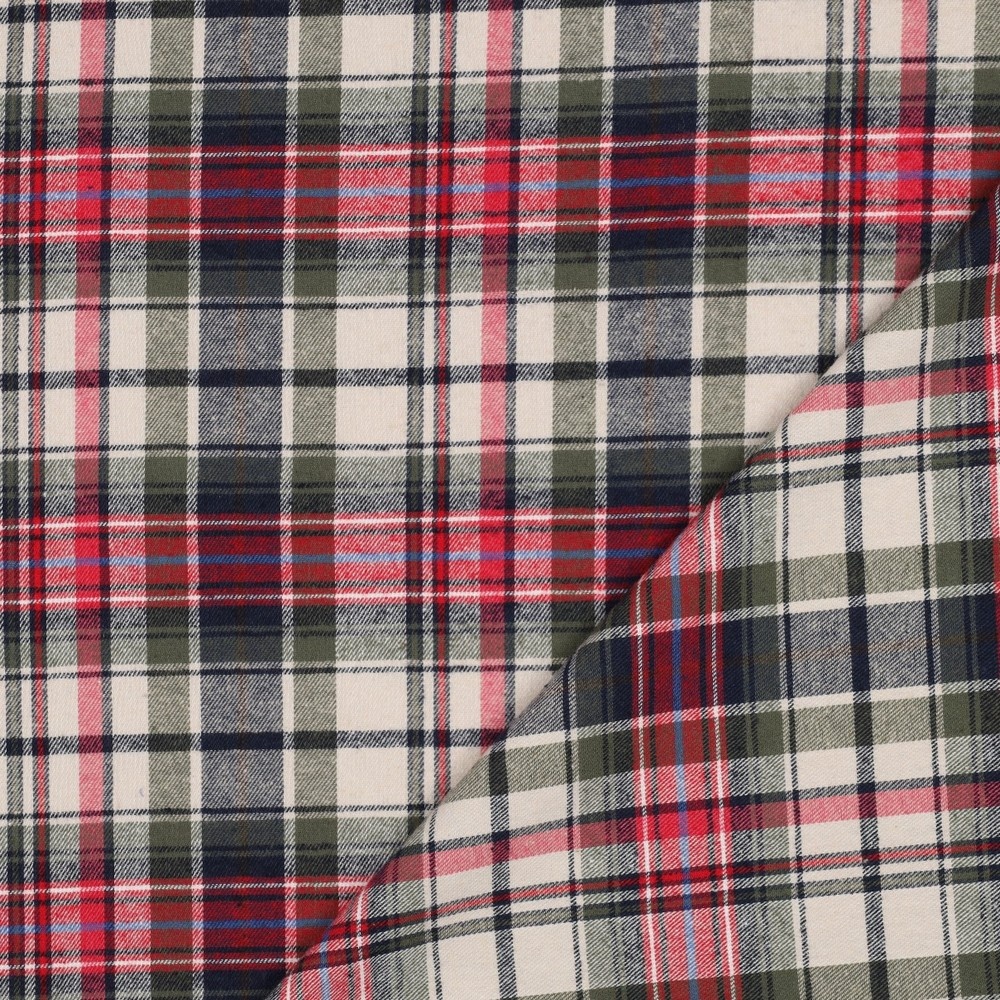 Katoen Brushed Ruitjes Wijnrood Pickle Blauw – Zacht & Comfortabel