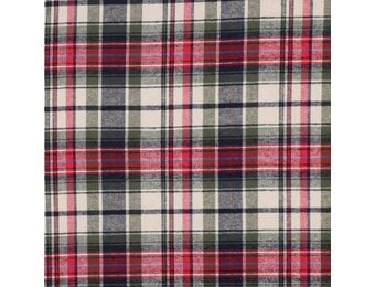 Katoen Brushed Ruitjes – Wijnrood Pickle Blauw