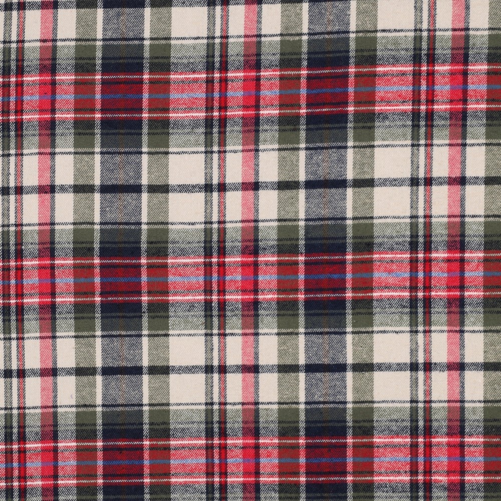 Katoen Brushed Ruitjes Wijnrood Pickle Blauw – Zacht & Comfortabel