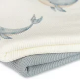 Rib Jersey Stof Grote Walvis Staalblauw – Zacht & Comfortabel