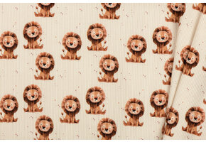Rib Jersey Stof - Leeuwen Licht Beige