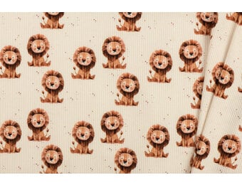 Rib Jersey Stof - Leeuwen Licht Beige
