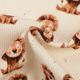 Rib Jersey Stof Leeuwen Licht Beige – Zacht & Comfortabel