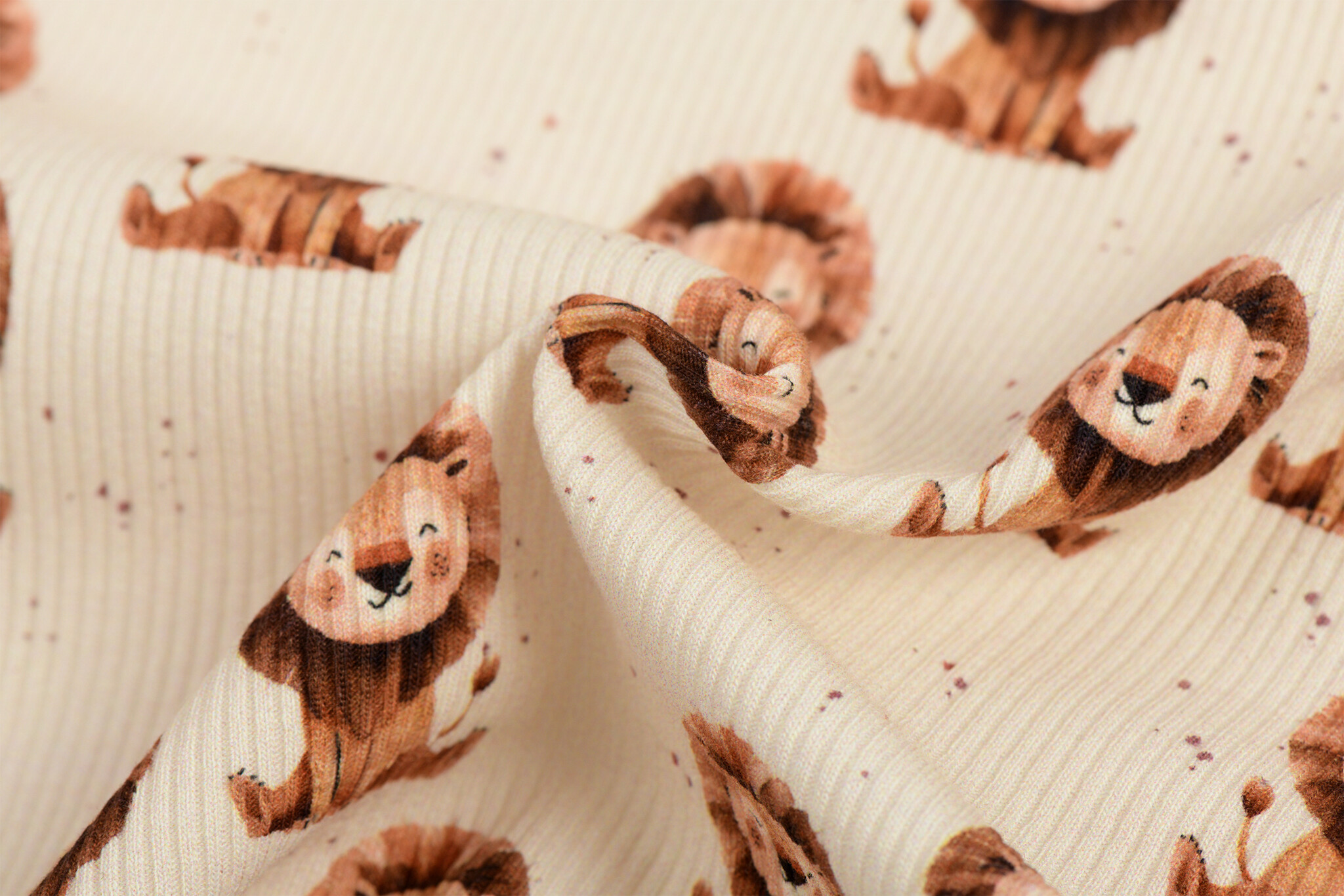 Rib Jersey Stof Leeuwen Licht Beige – Zacht & Comfortabel