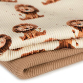 Rib Jersey Stof Leeuwen Licht Beige – Zacht & Comfortabel