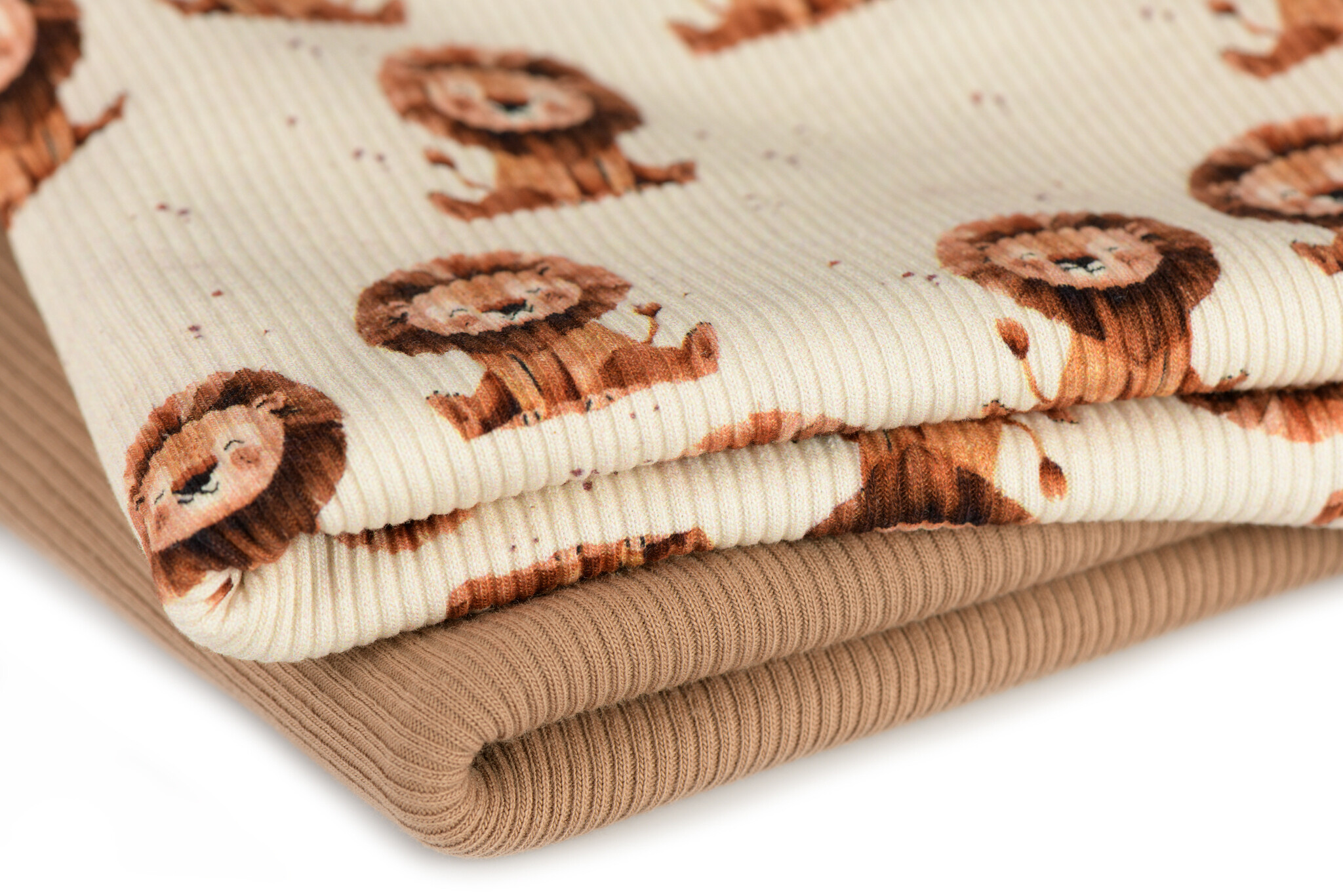 Rib Jersey Stof Leeuwen Licht Beige – Zacht & Comfortabel