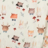 Hydrofiel Stof Digitale Print Bosdiertjes – Zacht, Ademend & Speels