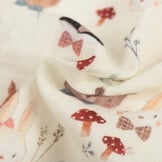 Hydrofiel Stof Digitale Print Bosdiertjes – Zacht, Ademend & Speels