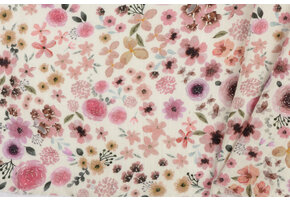 Hydrofiel Stof Digitale Print Aquarelbloemen