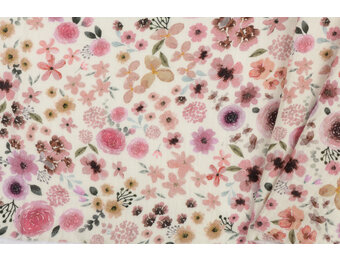 Hydrofiel Stof Digitale Print Aquarelbloemen