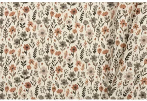 Hydrofiel Katoen Stof Herfstveld – Ecru/Camel