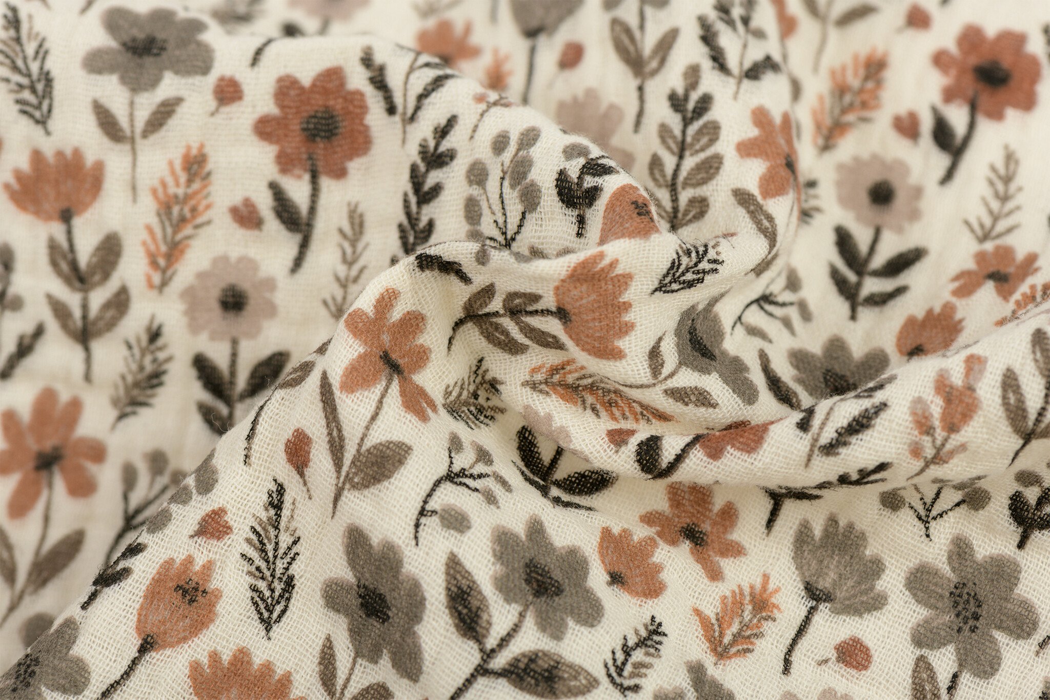 Hydrofiel Katoen Stof Herfstveld – Zacht, Ademend & Stijlvol