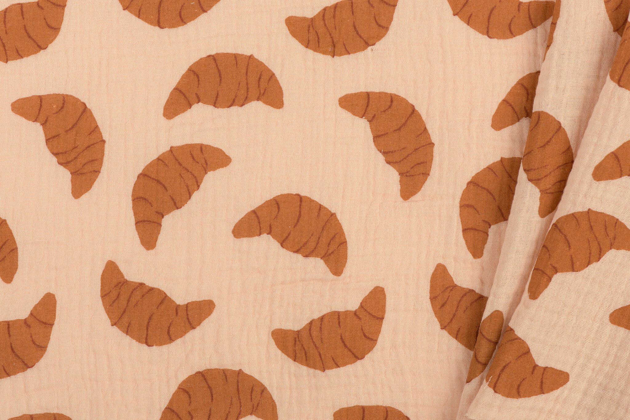 Hydrofiel Katoen Stof Croissants – Speels, Zacht & Ademend