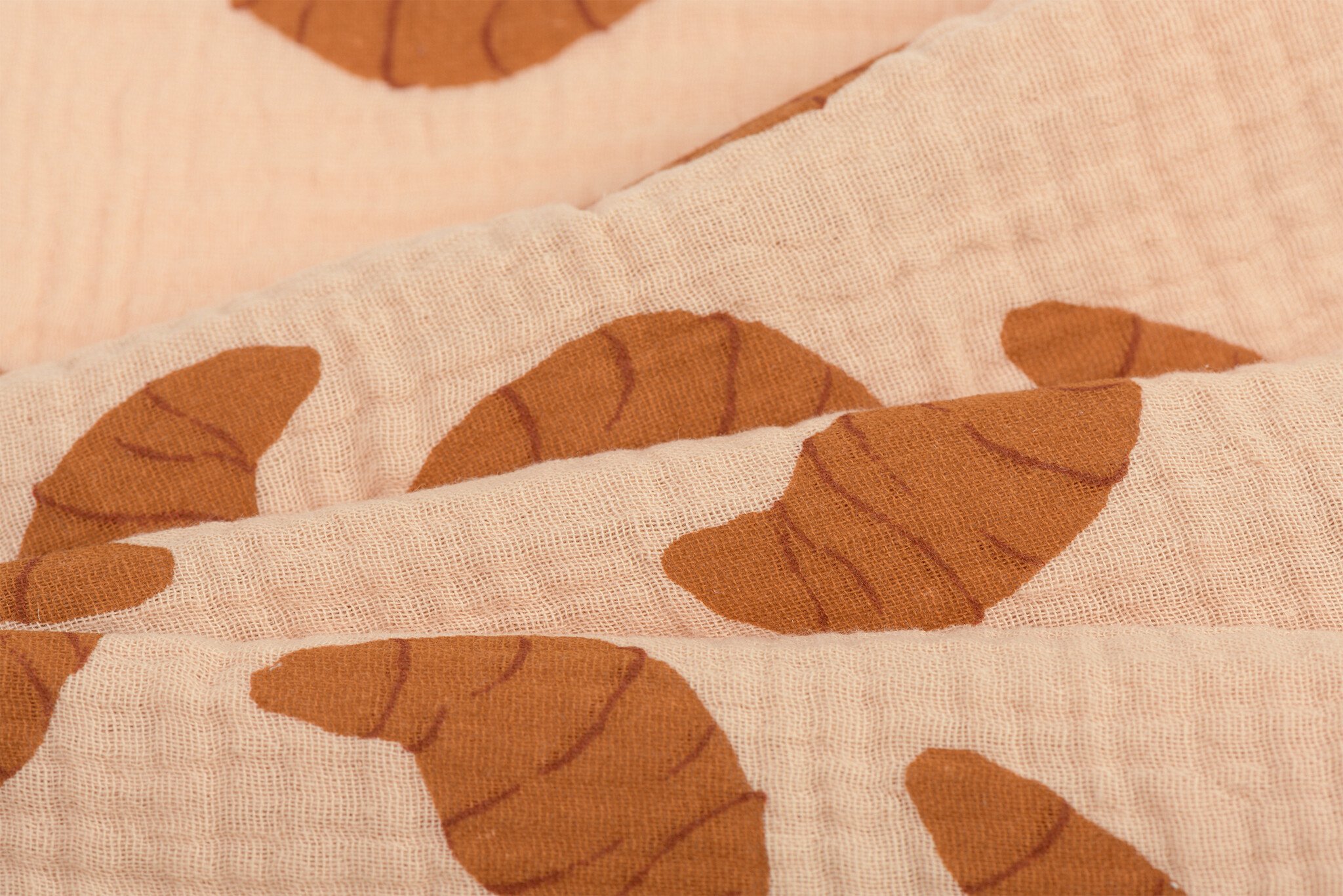 Hydrofiel Katoen Stof Croissants – Speels, Zacht & Ademend