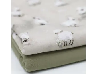 Jersey Katoen Digitale Print - Schapen Beige