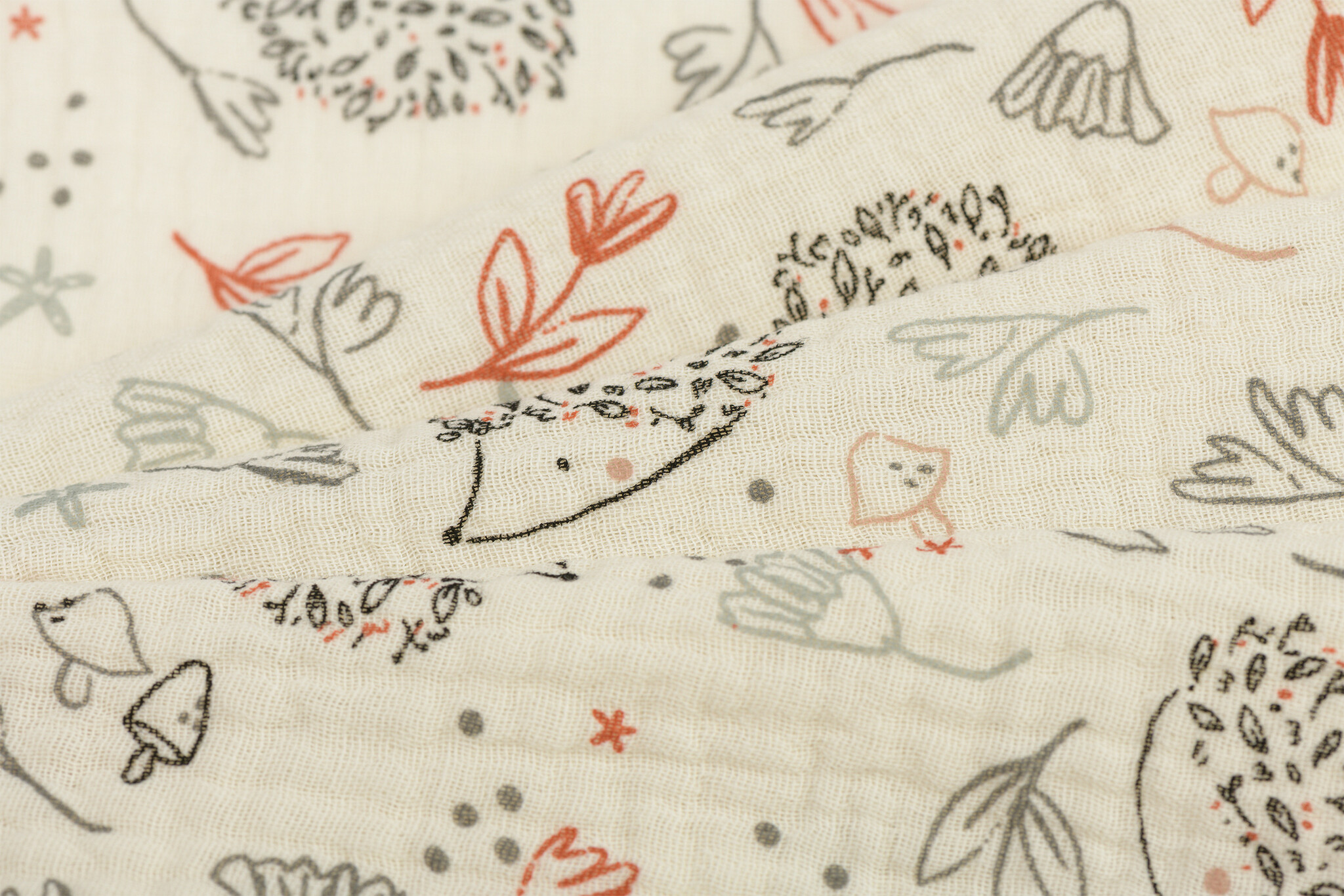 Hydrofiel Katoen Stof Herfst Egeltjes – Zacht, Ademend & Speels