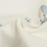 Rib Jersey Stof Grote Walvis Staalblauw – Zacht & Comfortabel