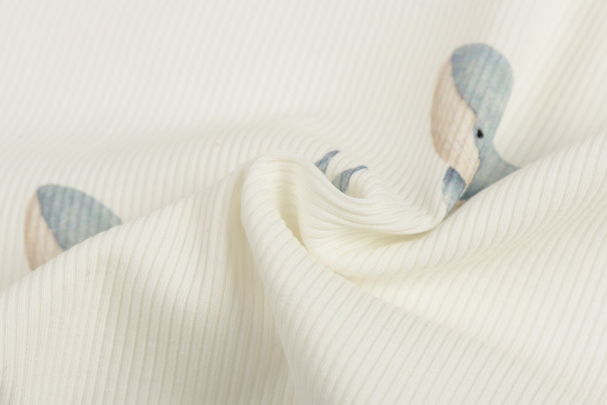 Rib Jersey Stof Grote Walvis Staalblauw – Zacht & Comfortabel