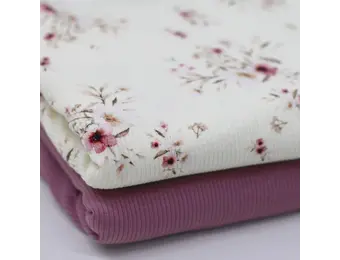 Rib Jersey Stof - Kersenbloesem Oud Lila