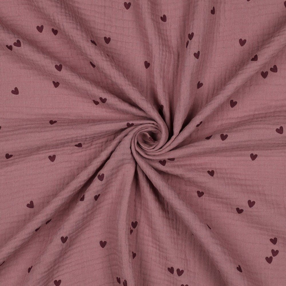 Hydrofiel Stof Kleine Hartjes Licht Lila – Zacht & Ademend