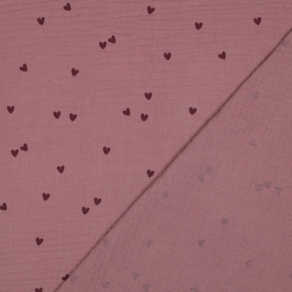 Hydrofiel Stof Kleine Hartjes Licht Lila – Zacht & Ademend
