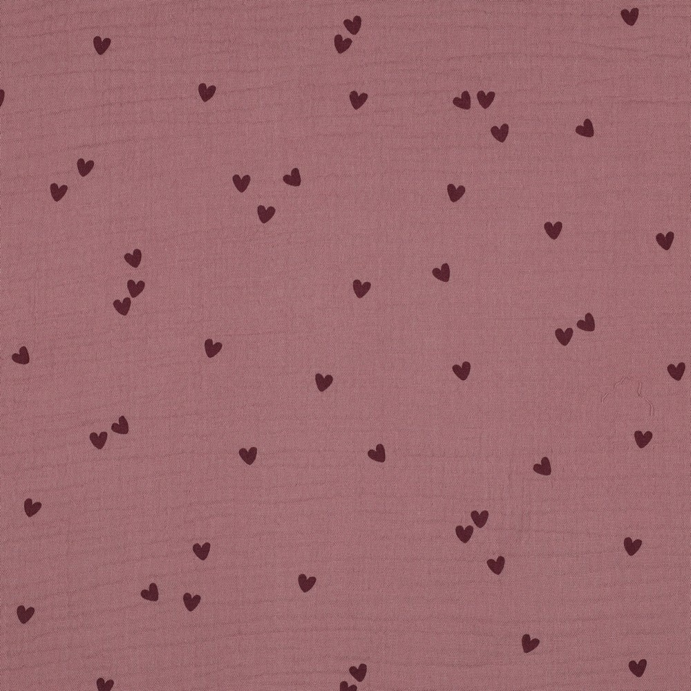 Hydrofiel Stof Kleine Hartjes Licht Lila – Zacht & Ademend