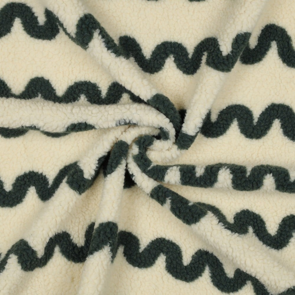 Teddy Stof Wave Print - Legergroen – Zacht, Warm & Opvallend