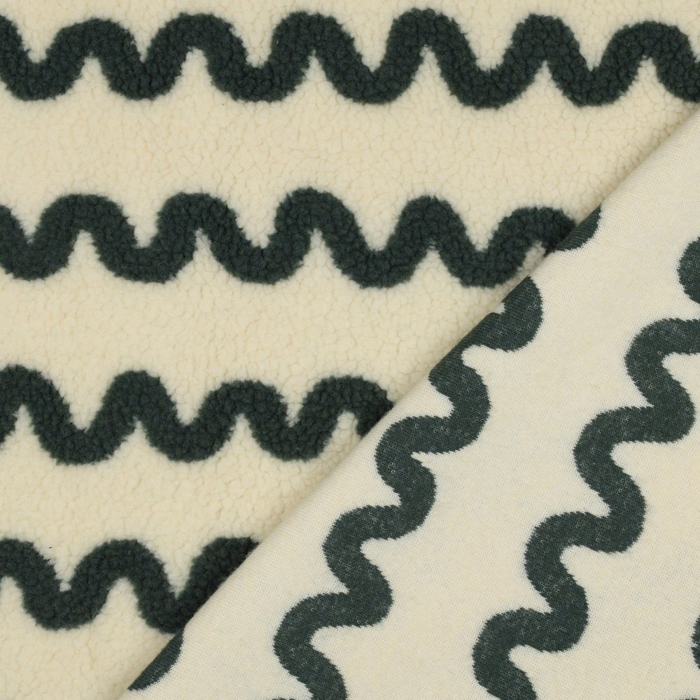 Teddy Stof Wave Print - Legergroen – Zacht, Warm & Opvallend