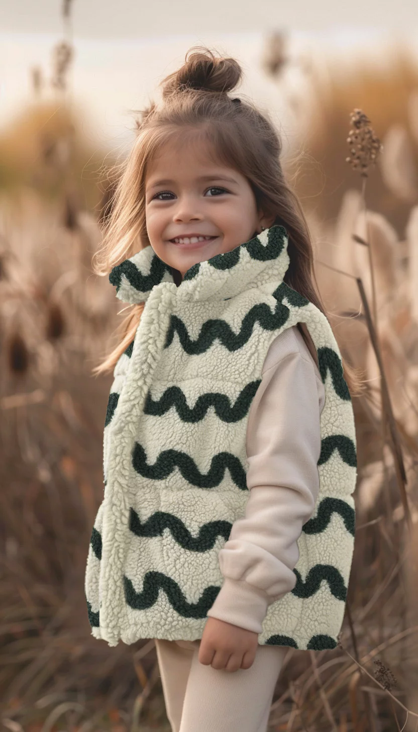 Teddy Stof Wave Print - Camel – Zacht, Warm & Opvallend