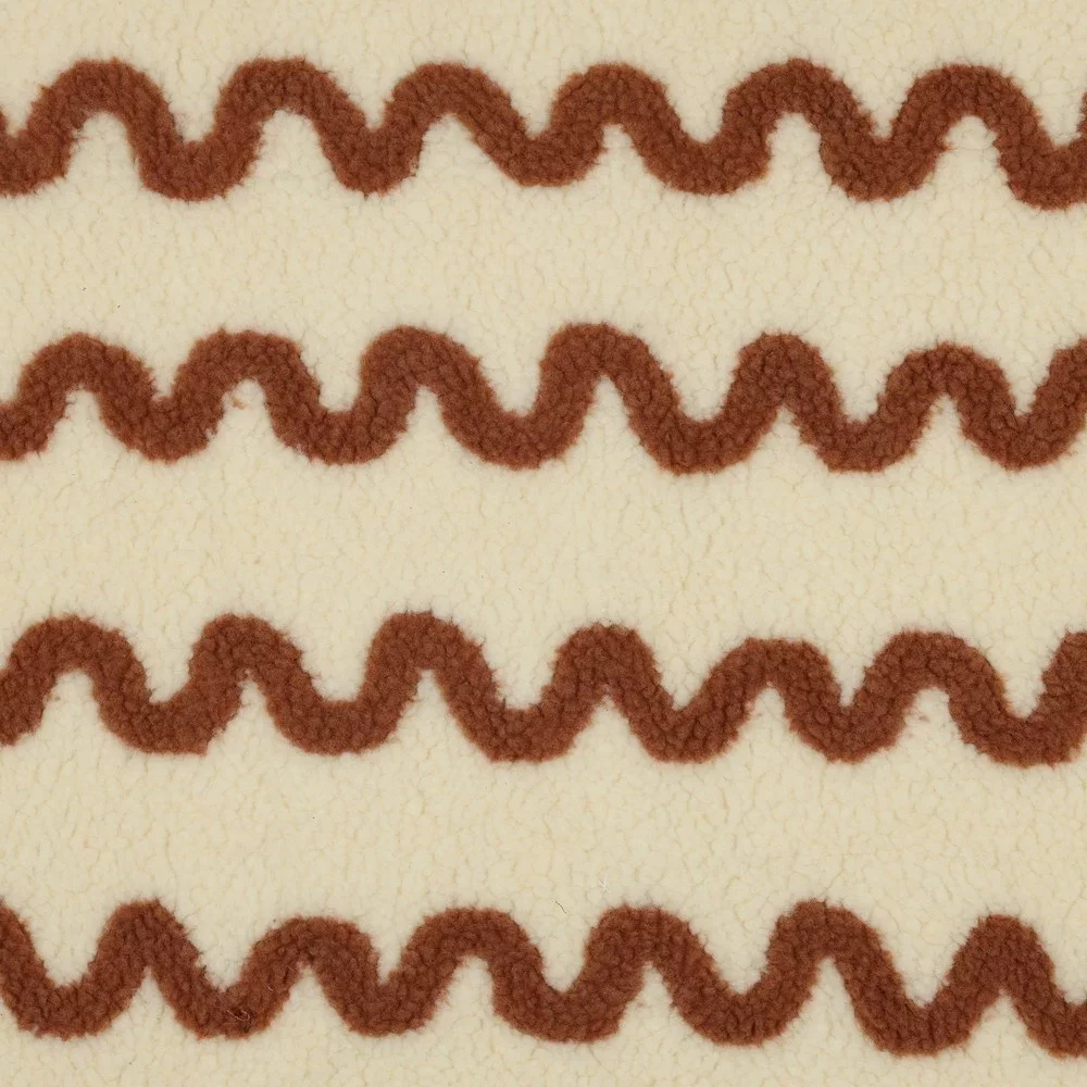 Teddy Stof Wave Print - Camel – Zacht, Warm & Opvallend