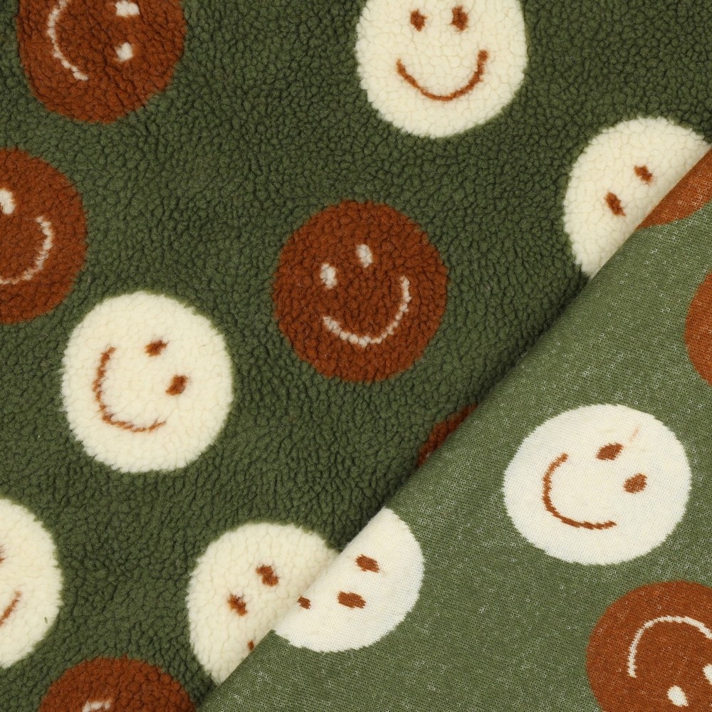 Teddy Stof Happy Faces - Groen – Zacht, Warm & Vrolijk