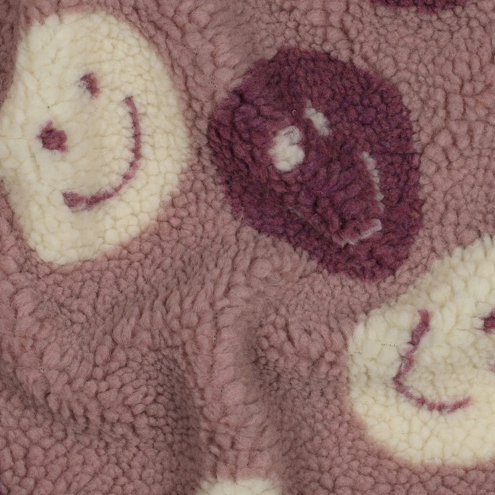 Teddy Stof Happy Faces - Mauve – Zacht, Warm & Vrolijk