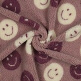 Teddy Stof Happy Faces - Mauve – Zacht, Warm & Vrolijk