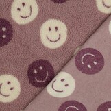 Teddy Stof Happy Faces - Mauve – Zacht, Warm & Vrolijk