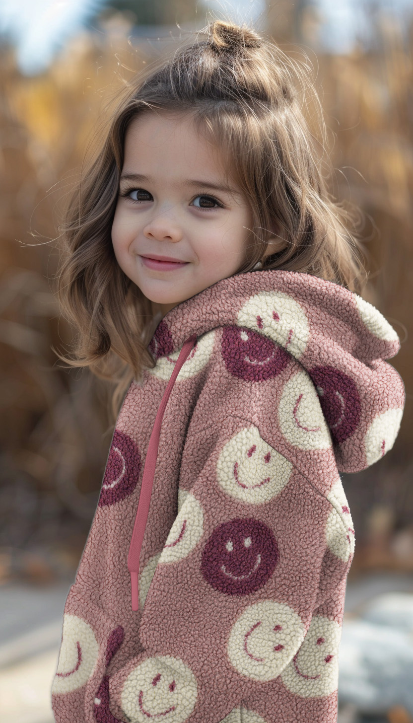 Teddy Stof Happy Faces - Mauve – Zacht, Warm & Vrolijk