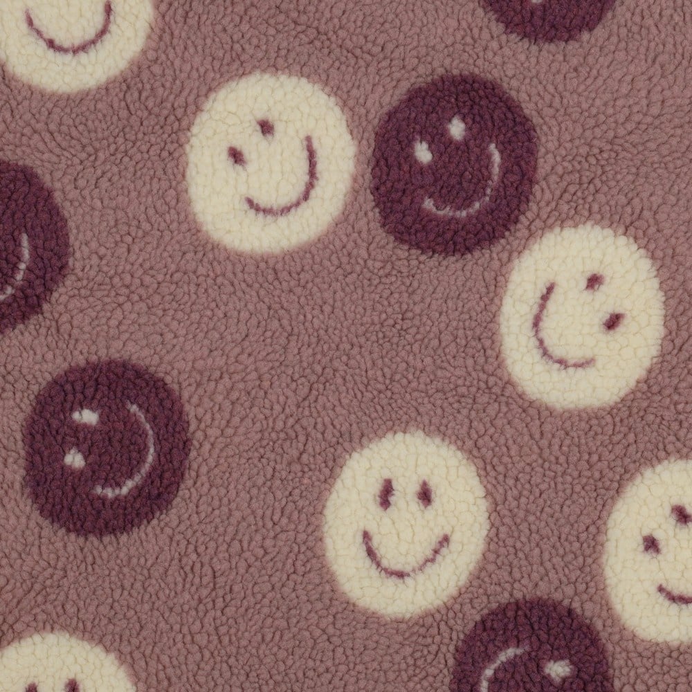 Teddy Stof Happy Faces - Mauve – Zacht, Warm & Vrolijk