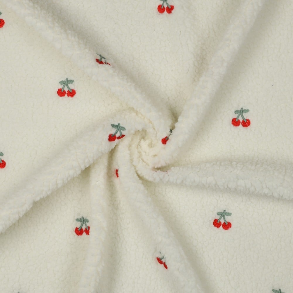 Teddy Stof Embroidery Kersjes – Ecru – Zacht, Warm & Speels