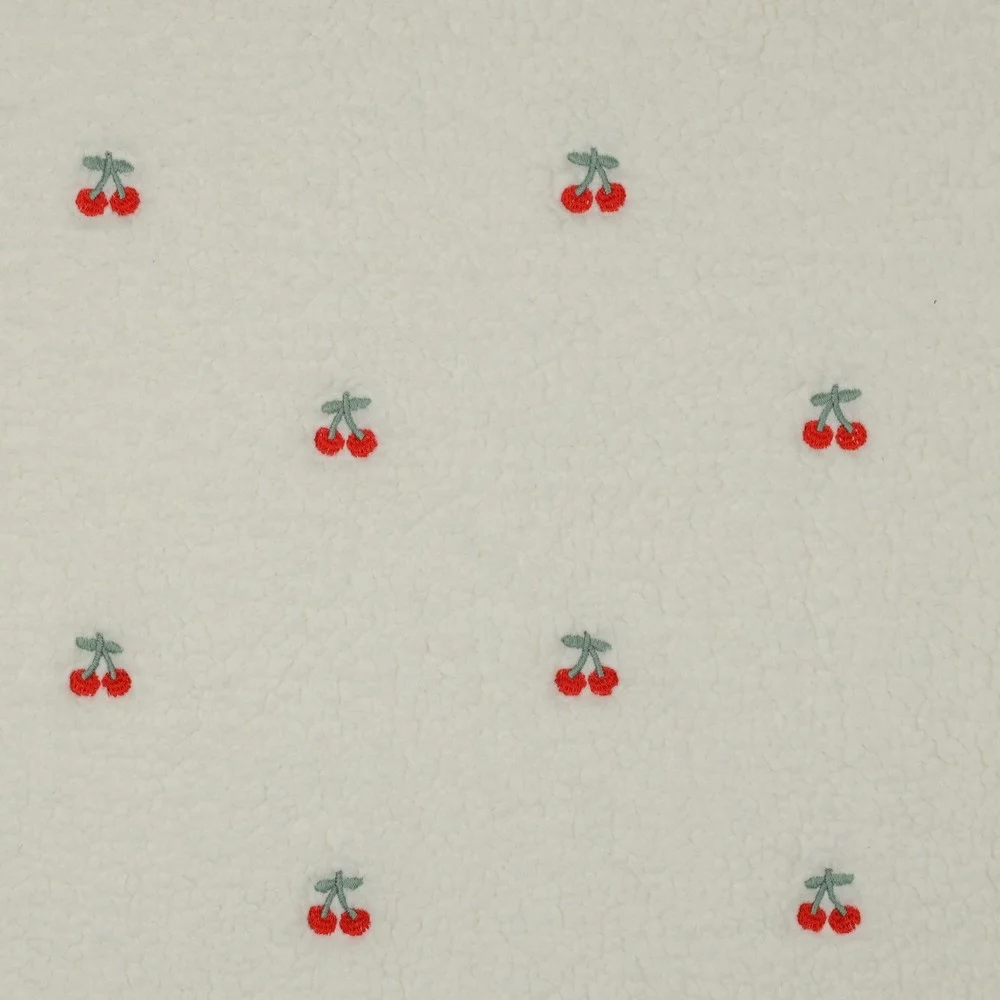 Teddy Stof Embroidery Kersjes – Ecru – Zacht, Warm & Speels