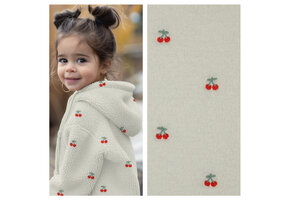 Teddy Stof Embroidery Kersjes – Ecru