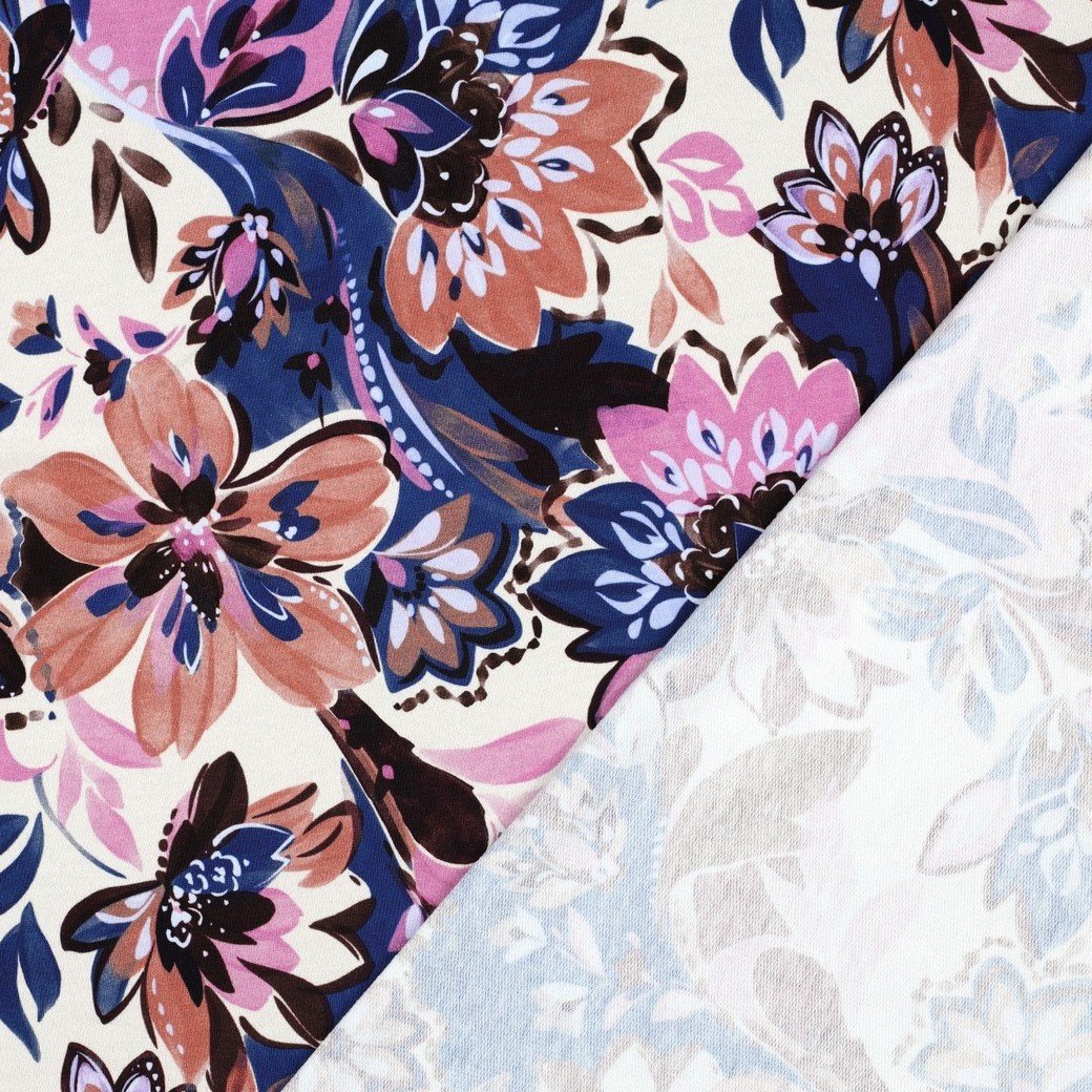 French Terry Stof Bloemen Ecru – Vrolijk & Trendy