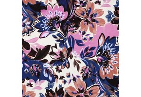 French Terry Stof Digitale Print Bloemen – Ecru