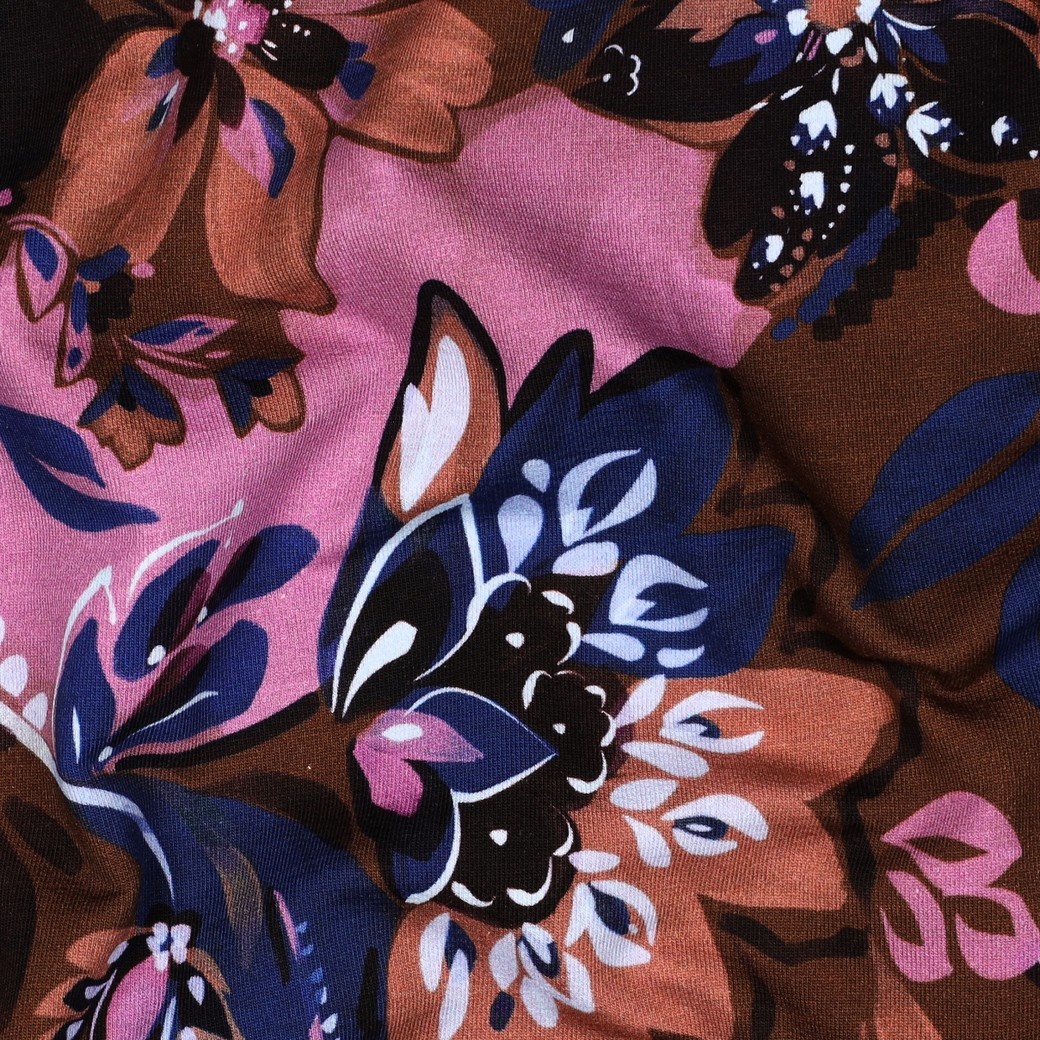 French Terry Bloemen Bruin – Warm, Zacht & Trendy