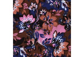 French Terry Stof Digitale Print Bloemen – Bruin