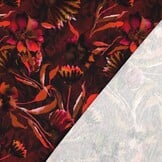 Jersey Katoen Bloemen Bordeaux – Zacht, Rekbaar & Ademend