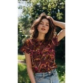 Jersey Katoen Bloemen Bordeaux – Zacht, Rekbaar & Ademend